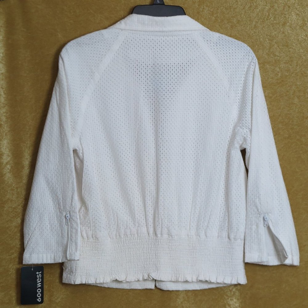 NWT 600 West 100% Cotton White Pindot Zip-Front Lined Jacket Size 8 - Picture 6 of 8